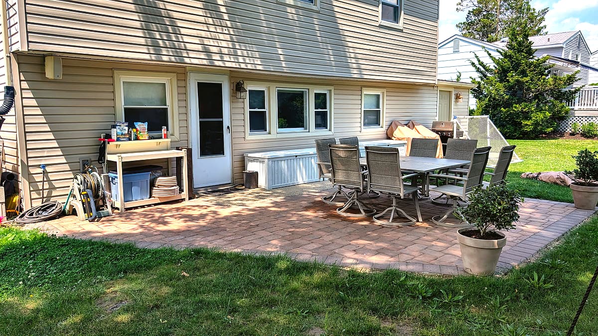Paver patio and walkway connecting to the back door of a South Jersey home
